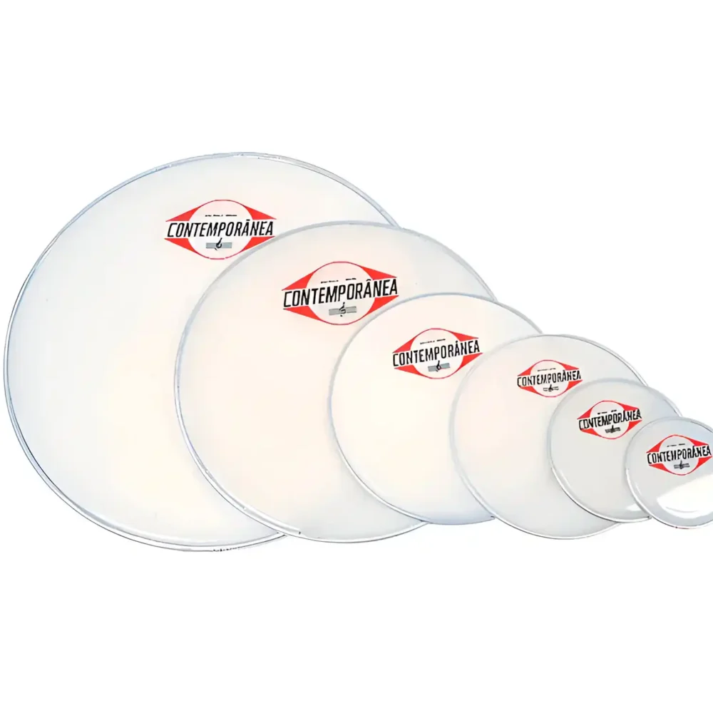Parche 6” de nylon blanco, liso, ideal para tamborines, marca Contemporânea.