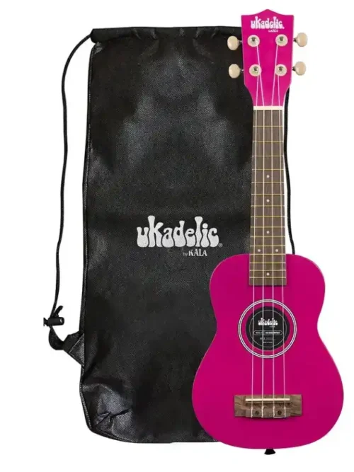Ukelele Soprano Kala Dragonfruit, diseño vibrante, ideal para principiantes. Incluye bolso