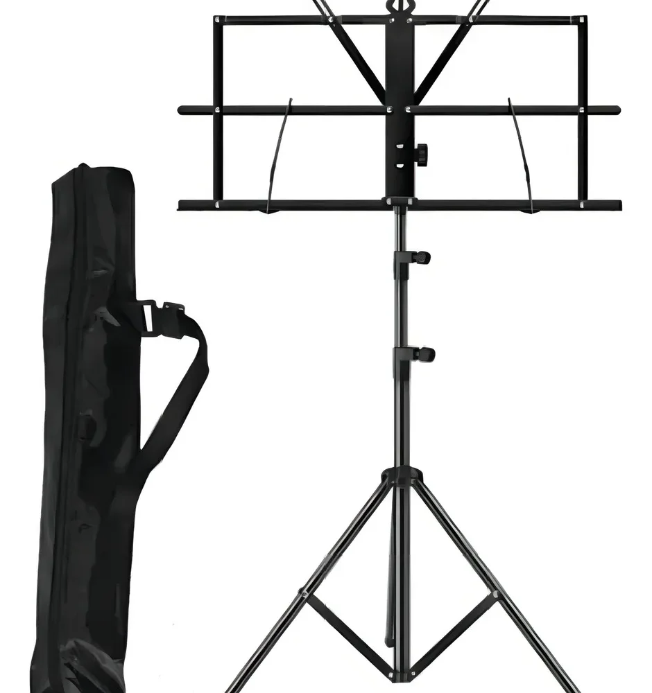 Atril RMX 1108B/CR de acero cromado con altura ajustable y diseño plegable