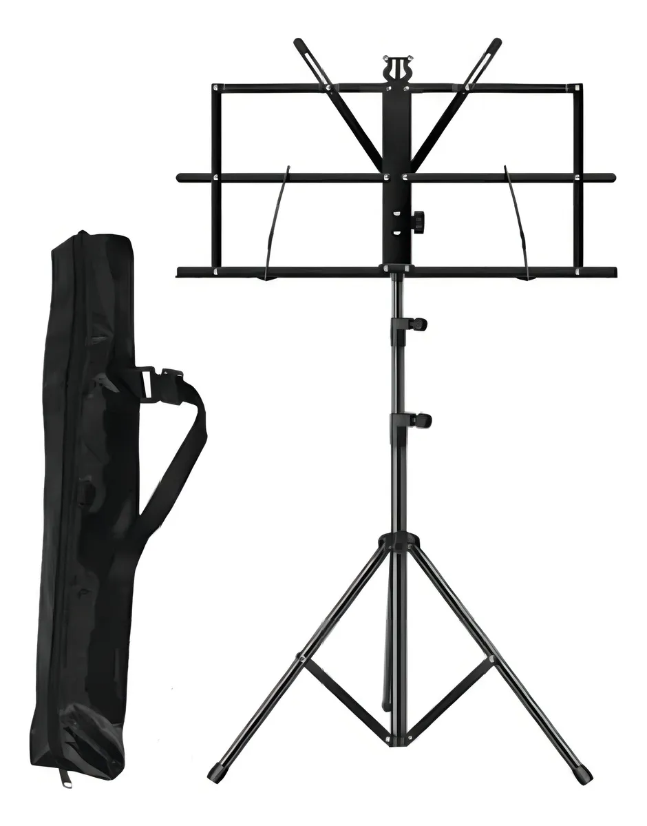Atril RMX 1108B/CR de acero cromado con altura ajustable y diseño plegable