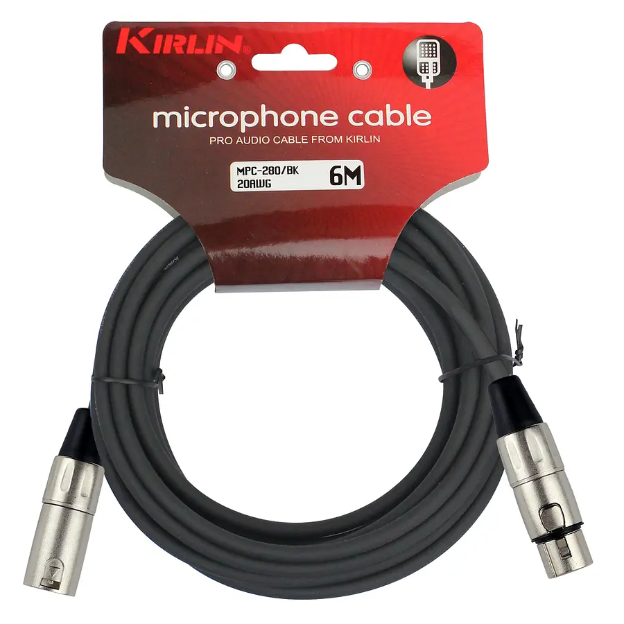 Cable Micrófono 6M Kirlin con conectores XLR niquelados