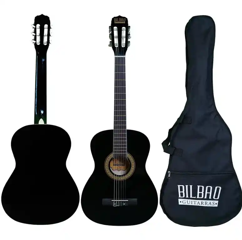Guitarra Clásica Bilbao BIL-34-BK de 36 pulgadas en negro, ideal para niños de 8 a 12 años, disponible en EntreMúsicos, Santiago.