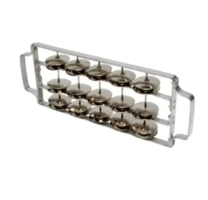 Chocalho Pro Platinelas Contemporânea con 30 pares de platinelas cromadas y marco de aluminio.
