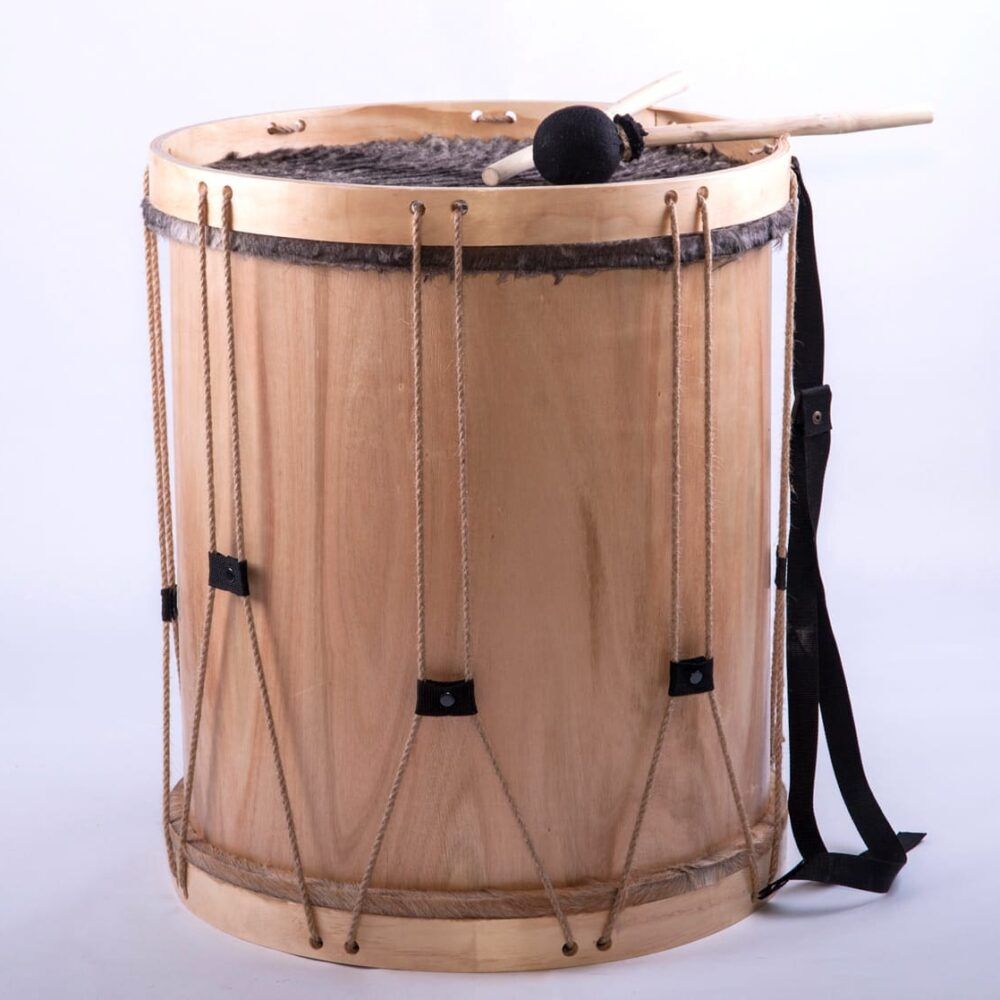 Bombo leguero 16 pulgadas de madera terciado con parche de cuero de chivo – Instrumento folclórico