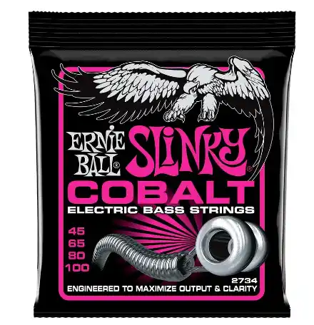 Set de cuerdas para bajo eléctrico Ernie Ball 2734 Cobalt Slinky con medidas .045, .065, .080, .100