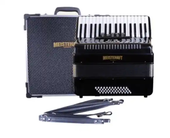 Acordeón Meistehaft MT6380 de 48 bajos y 5 registros en color negro con estuche