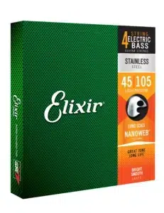 Cuerdas Elixir 14077 Nanoweb para bajo 4 cuerdas calibre .045–.105