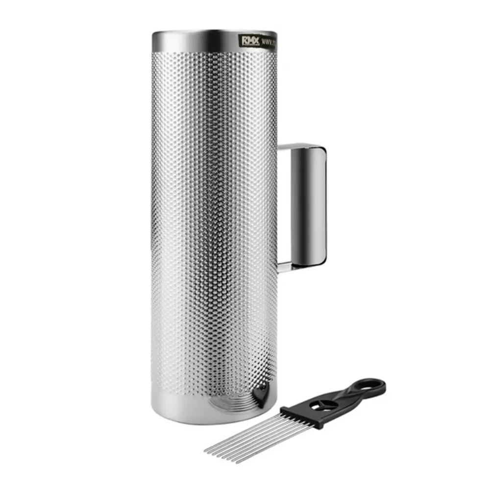 Güiro Merengue metálico RMX 12×6 color silver con peine para rasgar