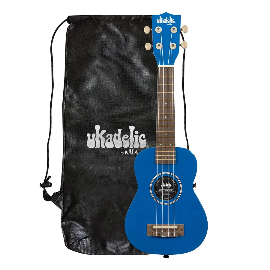 Ukelele Kala Blue Ink soprano de madera con acabado satinado azul