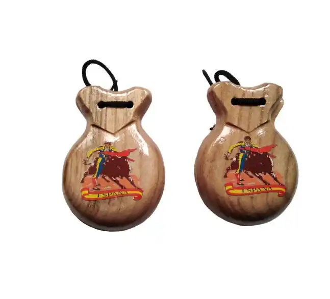 Par de castañuelas de madera económicas para estudio y práctica musical