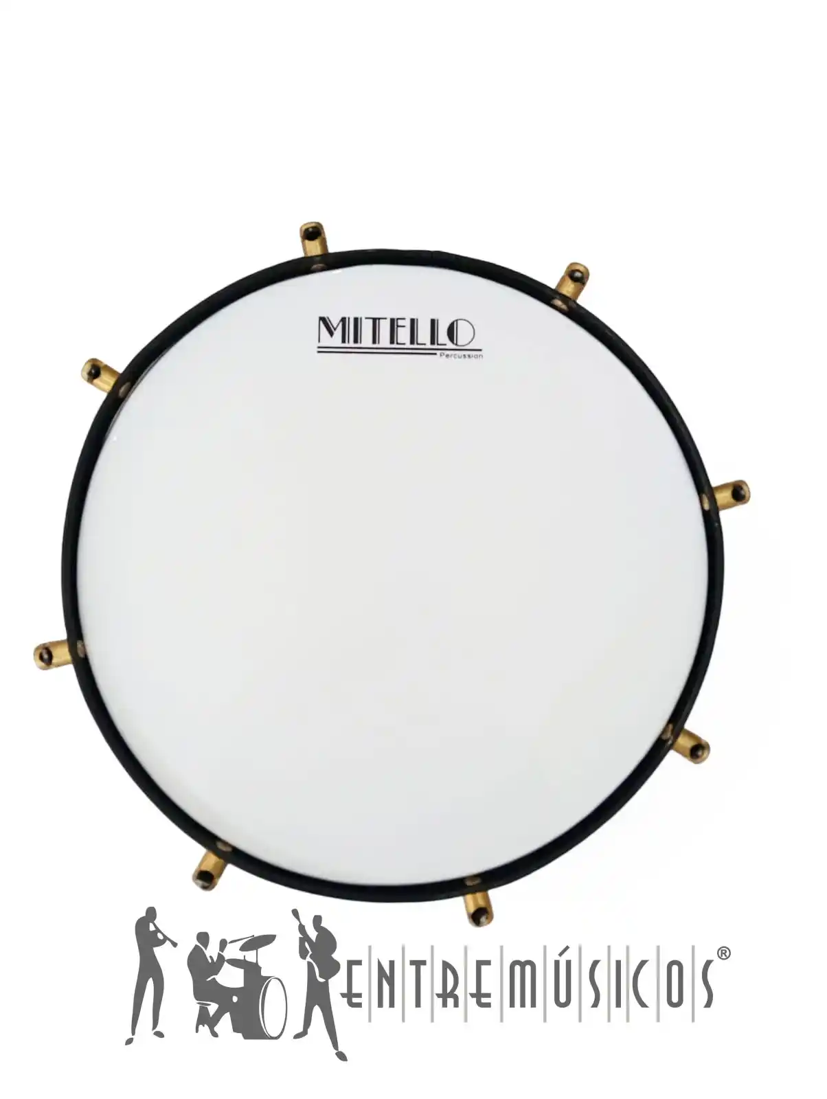 Repique de Madera 12'' con 8 afinadores, ideal para batucadas y carnavales en Chile. La marca de los parches puede variar según disponibilidad.