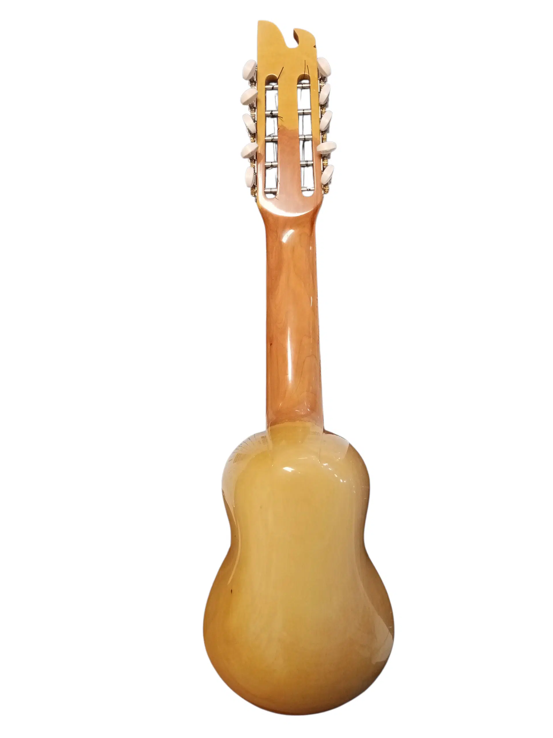 Charango profesional Quispe Torres de naranjillo con diapasón de jacarandá, diseño boca mariposa