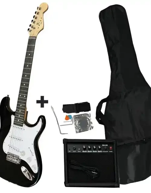 Pack de guitarra eléctrica tipo Stratocaster Wotan Bestla con amplificador y accesorios