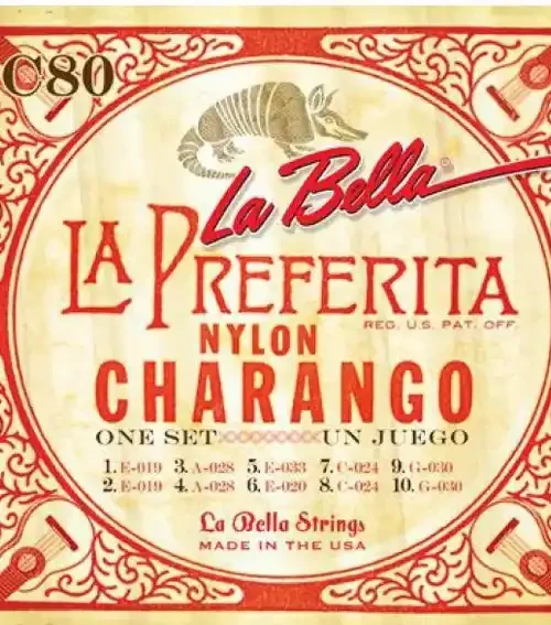 Set de cuerdas para charango La Bella C80, sonido auténtico y duradero, disponible en EntreMúsicos, Santiago