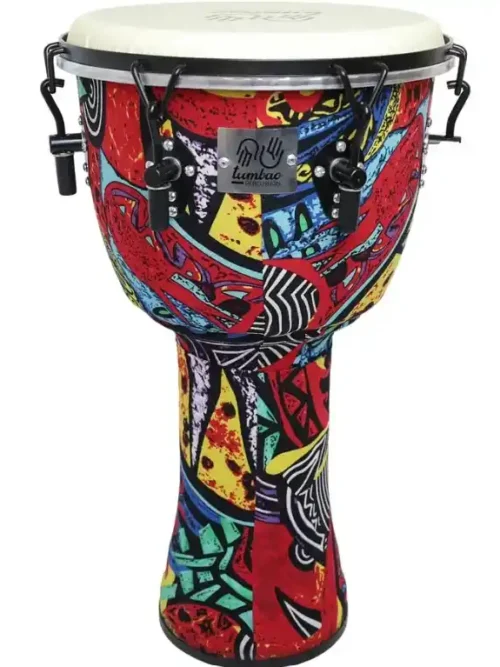 Djembe Tumbao 12 pulgadas en ABS con tela ajustable, disponible en EntreMúsicos, tienda en Santiago.