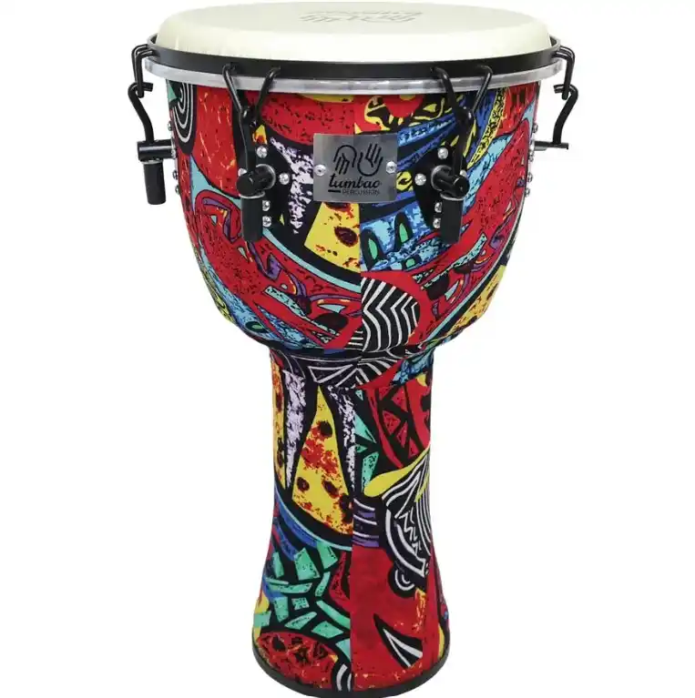Djembe Tumbao 12 pulgadas en ABS con tela ajustable, disponible en EntreMúsicos, tienda en Santiago.
