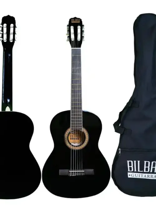 Guitarra Clásica Bilbao BIL-44-BK de 39 pulgadas en color negro, ideal para estudiantes avanzados, disponible en EntreMúsicos, Santiag