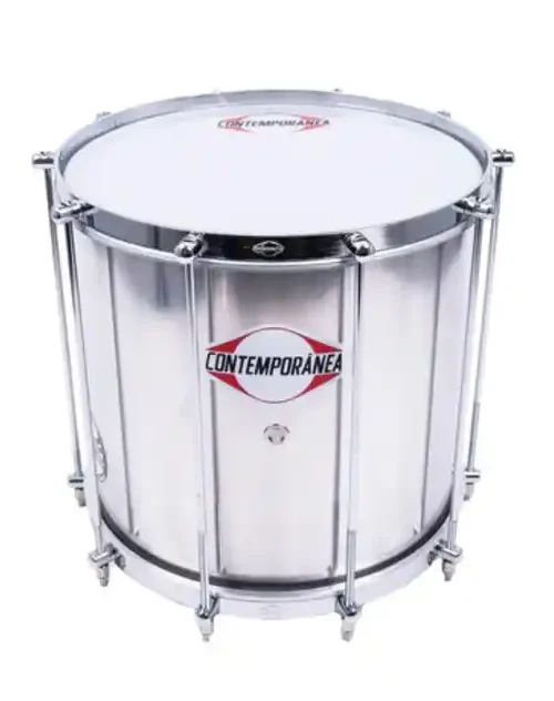 Repique de aluminio 12” Contemporânea con 10 afinadores y parches de nylon, ideal para batucada y samba