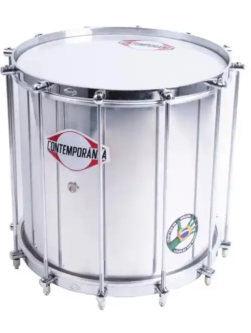 Repique de aluminio 12” Contemporânea con 12 tensores y sonido cálido, ideal para batucada y samba reggae