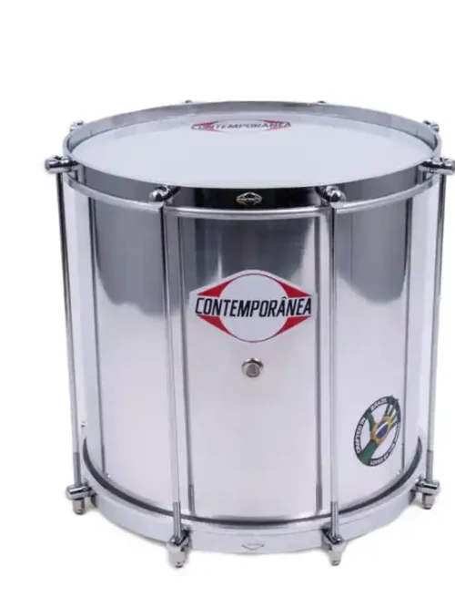 Repique de aluminio 12” Contemporânea con 8 afinadores y parches de nylon, ideal para batucada y samba