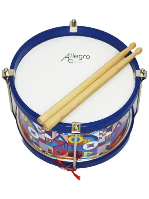 Tambor Infantil de 8 pulgadas con diseño geométrico, ideal para el desarrollo rítmico infantil, disponible en EntreMúsicos, Santiago.