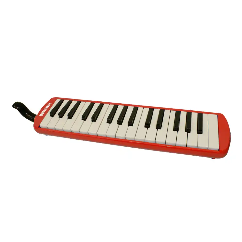 Melódica de 32 notas roja con funda y boquilla, ideal para principiantes