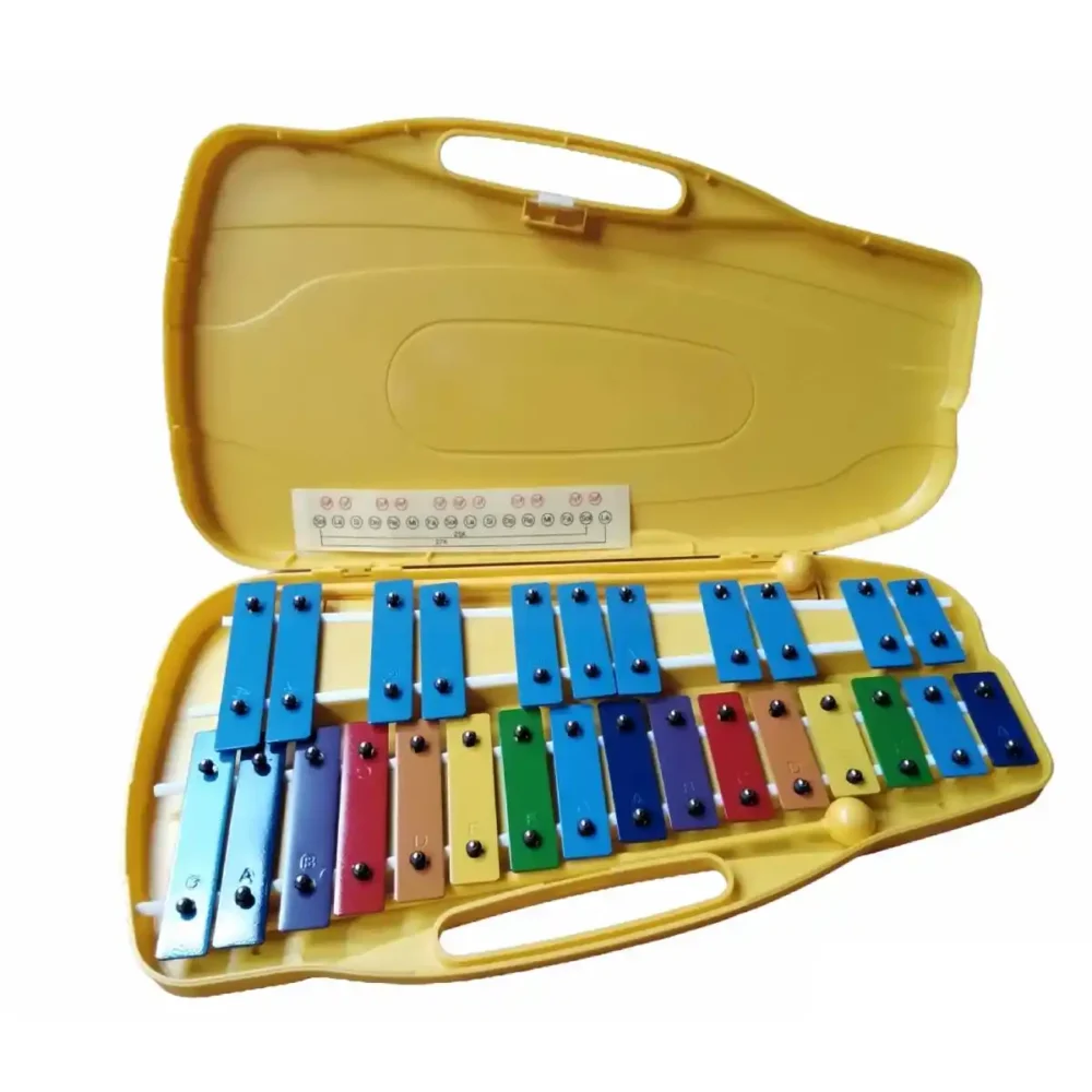 Metalófono Cromático 27 Notas con Placas de Colores GCR DB-27K, incluye maleta rígida, mazos plásticos y sticker educativo