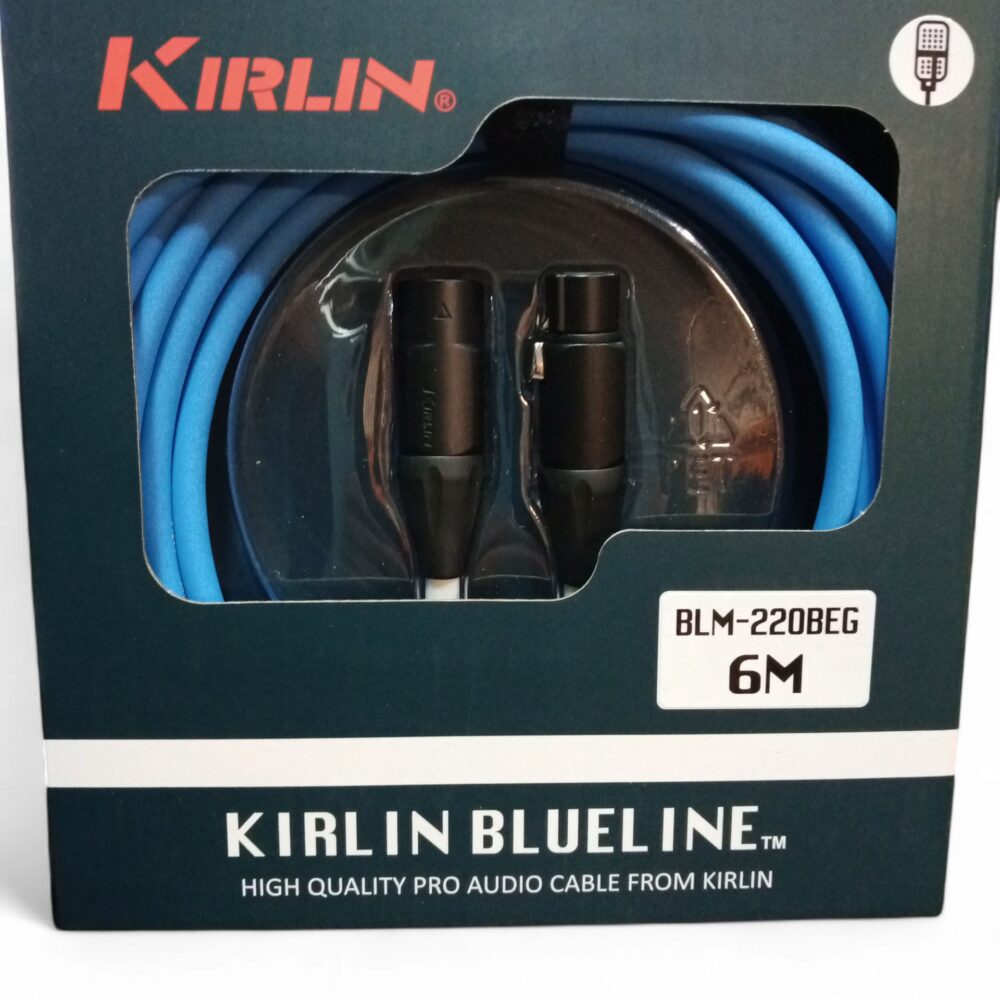 Cable de micrófono Kirlin BlueLine XLR 6 metros con chapado en oro.