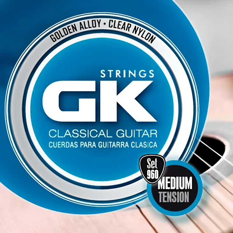 Cuerdas GK 960 nylon y bajos dorados para guitarra clásica tensión media