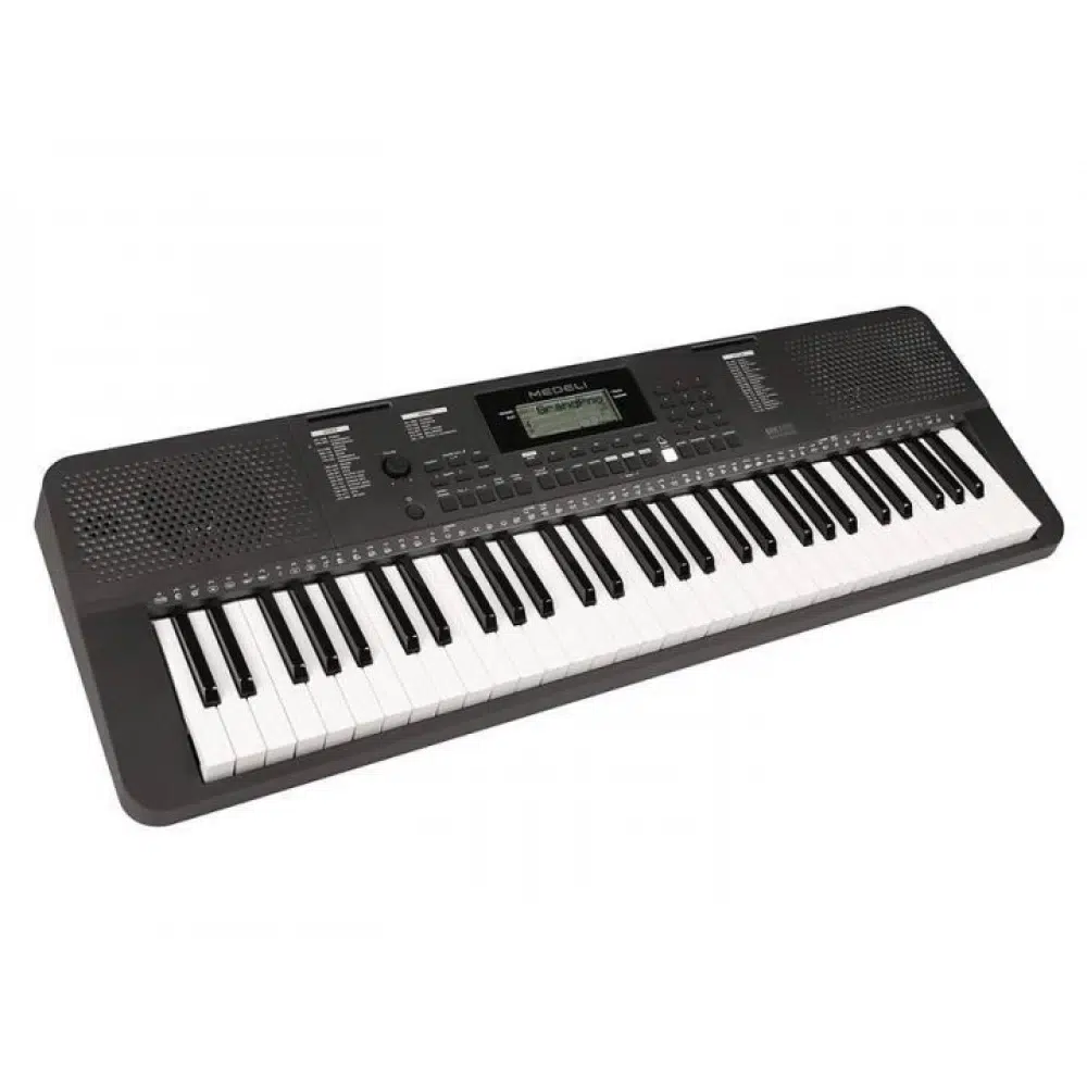 Teclado Medeli MK-100 con pantalla LCD, entradas de micrófono y USB-MIDI