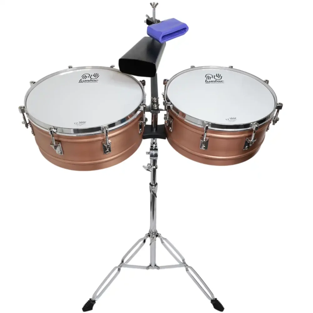 Timbaleta de cobre TP100ZZ con cencerro, baquetas y atril