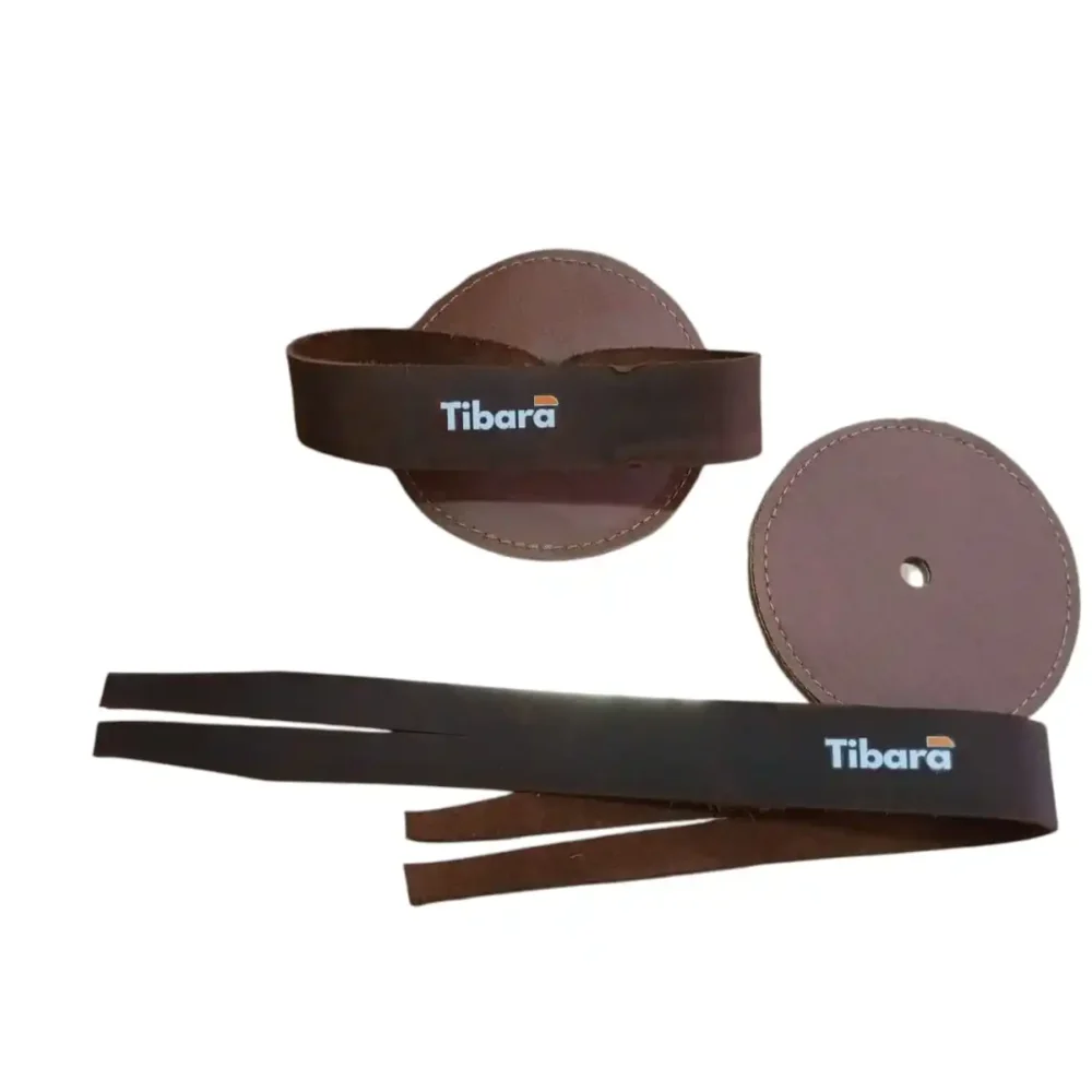 Correas de piel natural y almohadillas de fieltro para platillos de banda