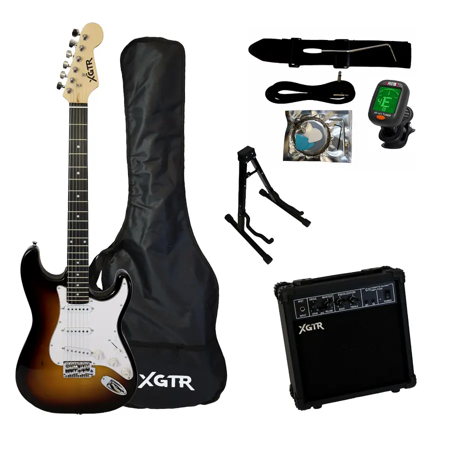 Guitarra eléctrica ST111 SB con amplificador, funda y accesorios