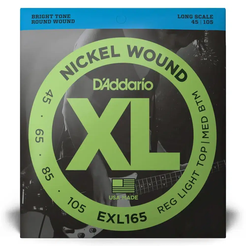 Juego de cuerdas D’Addario EXL165 híbrido 45‑105 para bajo eléctrico