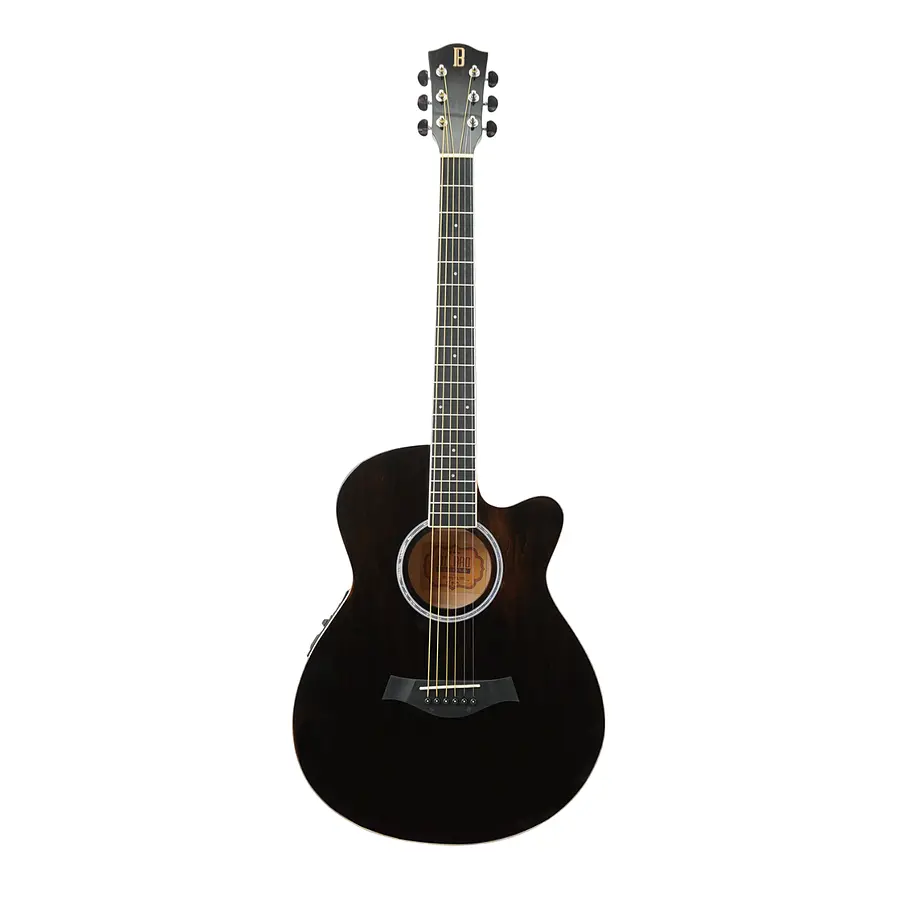 Guitarra electroacústica 40″ cutaway café oscuro con cuerpo delgado y EQ