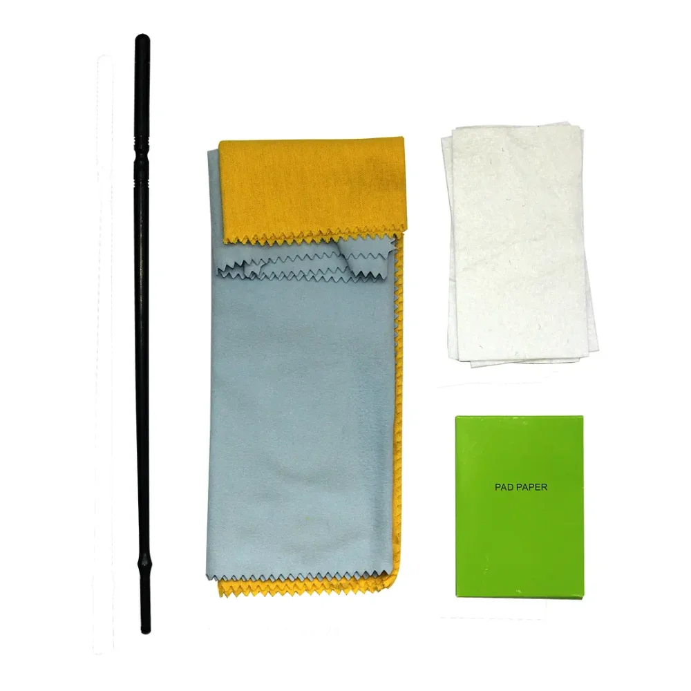 Kit limpieza trompeta con varilla, telas y papel
