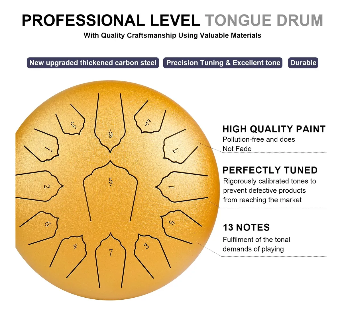 Tongue Drum acero al carbono 13 notas con funda