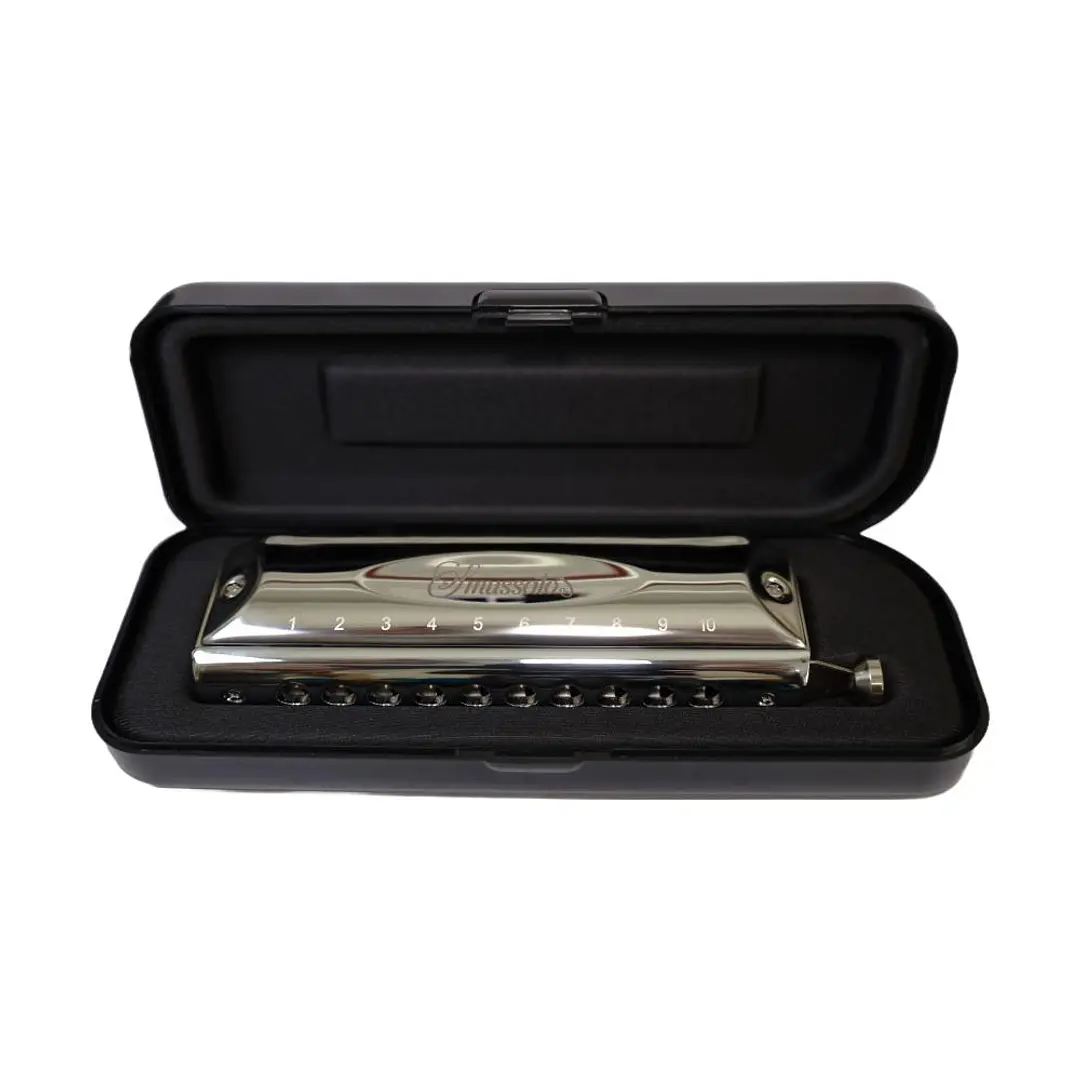 Armónica cromática SM-1040 de 10 notas con estuche de policarbonato y paño de limpieza