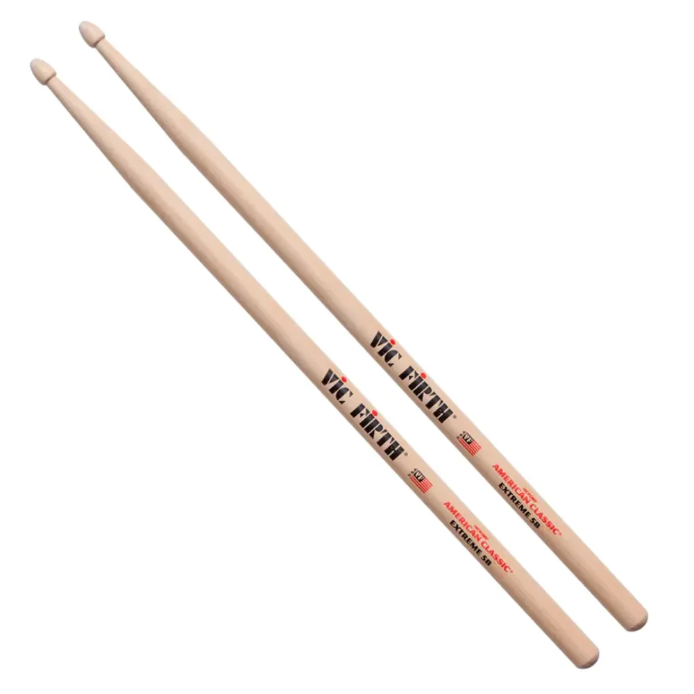 Baquetas Vic Firth 5B de nogal con punta de madera para rock y práctica intensiva