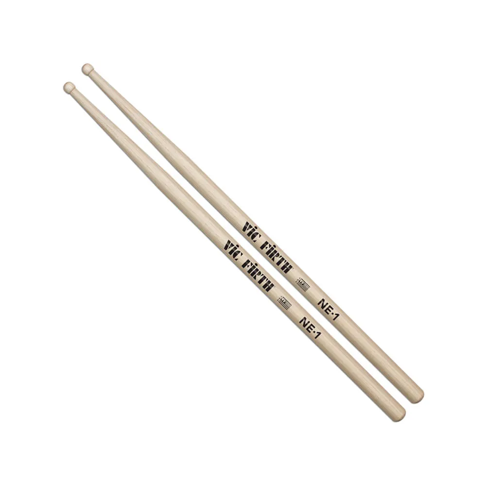Baqueta Vic Firth NE1 de Hickory con punta barril para bateristas profesionales