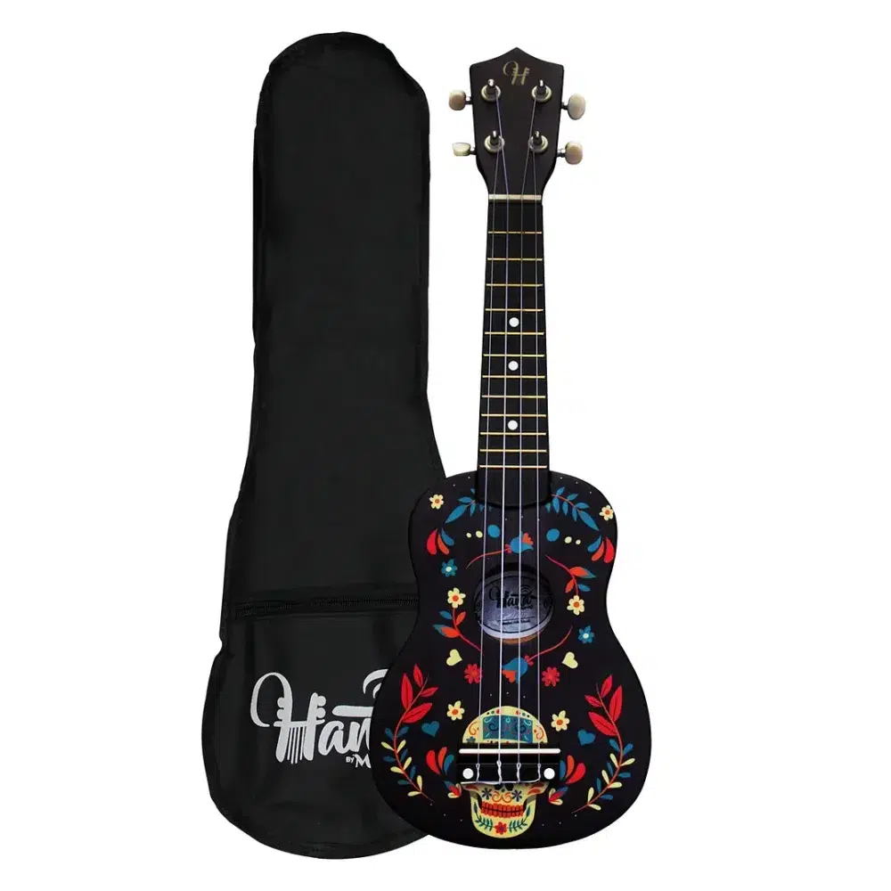 Ukelele soprano acústico Hana modelo HN-SKULL con diseño Ukatrina