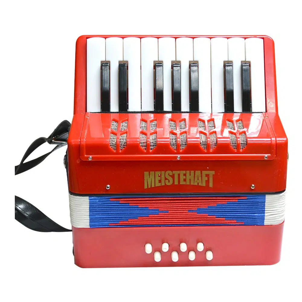 Acordeón infantil Meistehaft MT-3020 rojo, 8 bajos y 17 teclas, portátil y ligero con correa