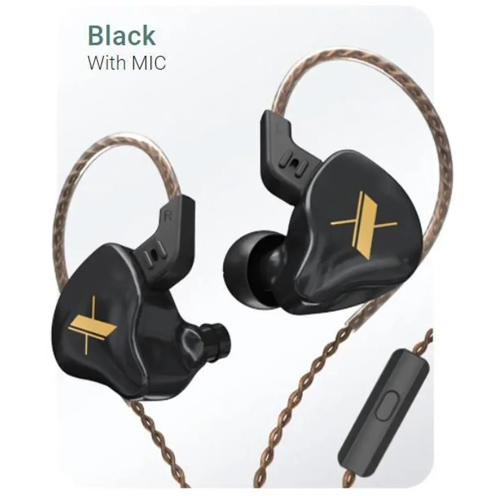 Audífono in-ear EDX-MIC KZ con micrófono, ideal para música y clases online