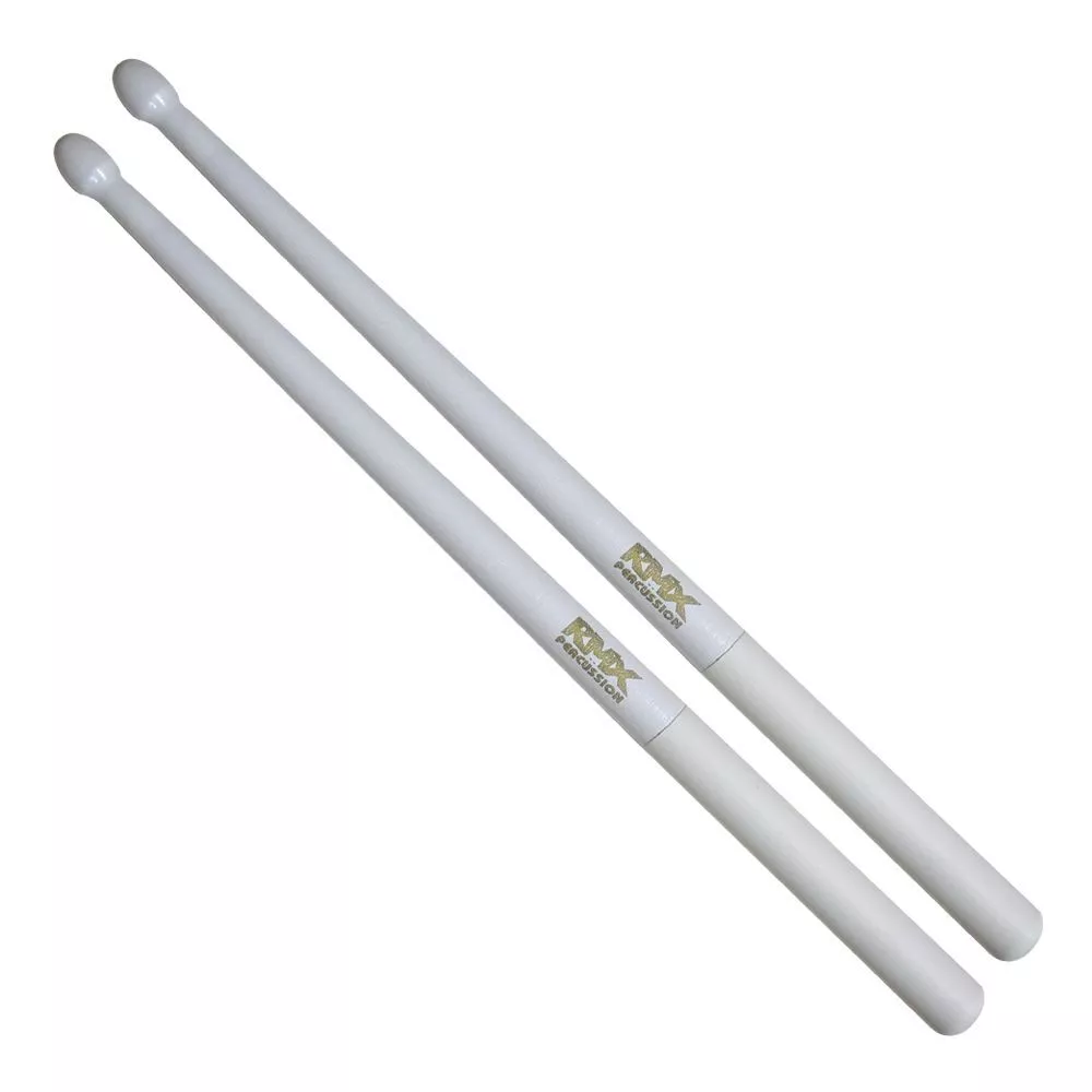 Baqueta blanca antideslizante RMX RD-102/WH para banda escolar con punta de madera