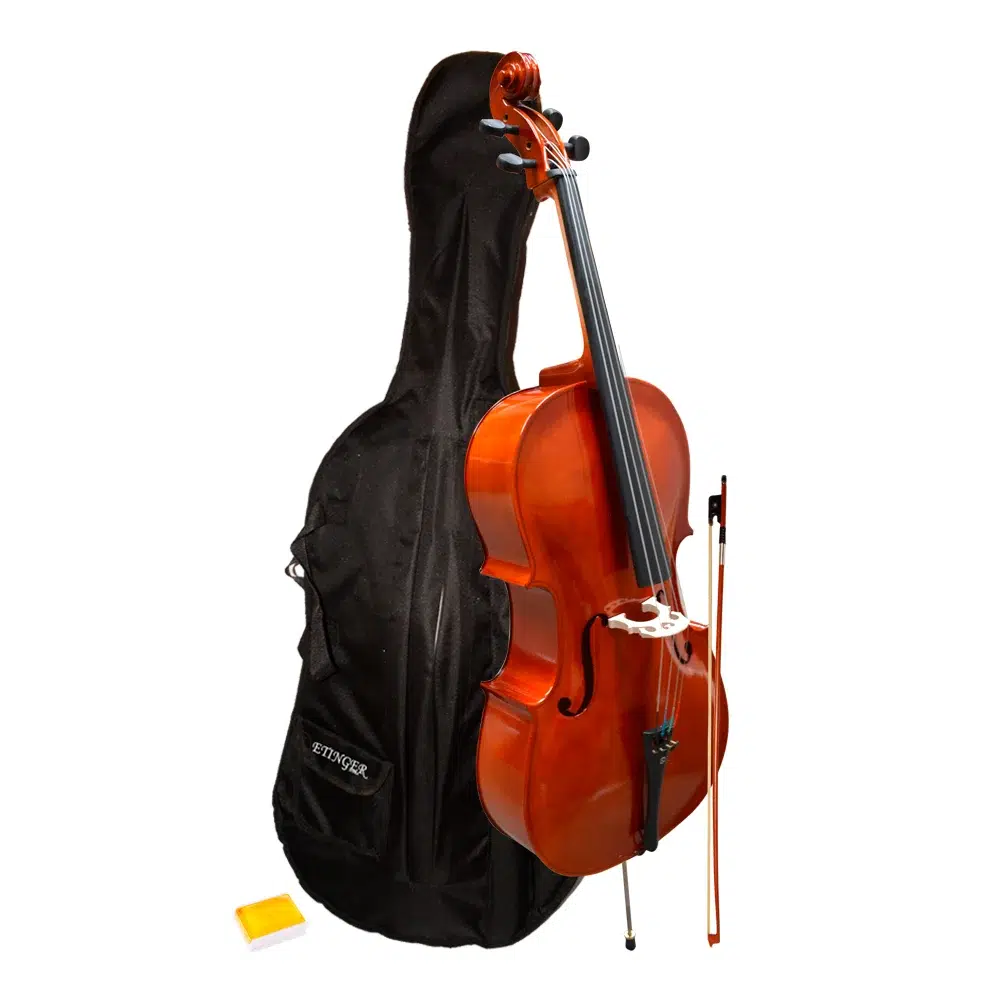 Cello Brandenburg Estándar 4/4 Etinger en maple laminado mate con arco y resina incluidos