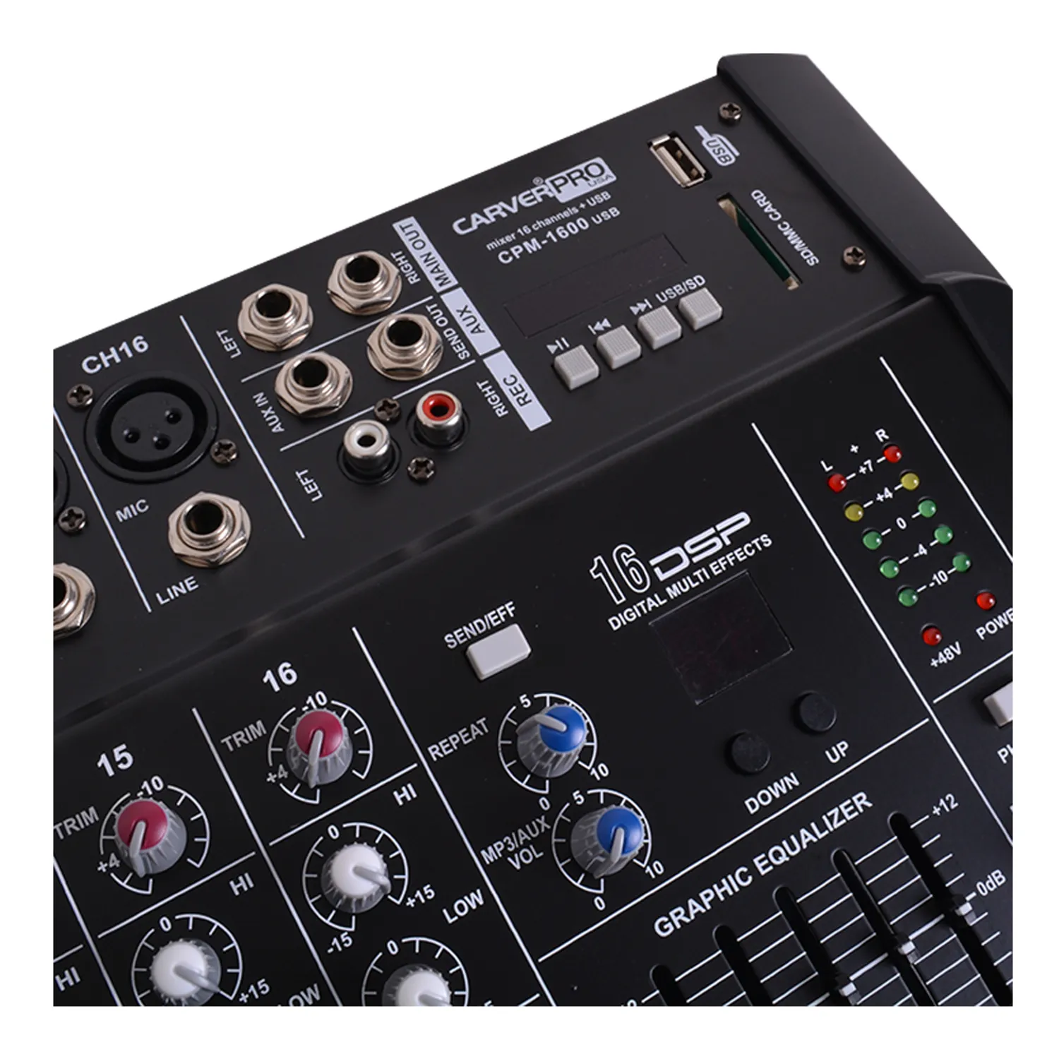 Consola Carverpro CPM-1600 con 16 canales, efectos y conectividad Bluetooth