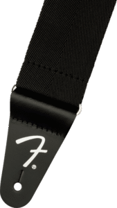 Correa Fender Polypro negra de polipropileno ajustable, 5 cm de ancho, con extremos de cuero en forma de F