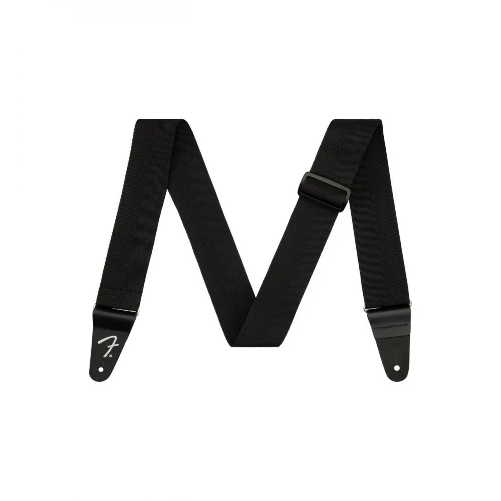 Correa Fender Polypro negra de polipropileno ajustable, 5 cm de ancho, con extremos de cuero en forma de F