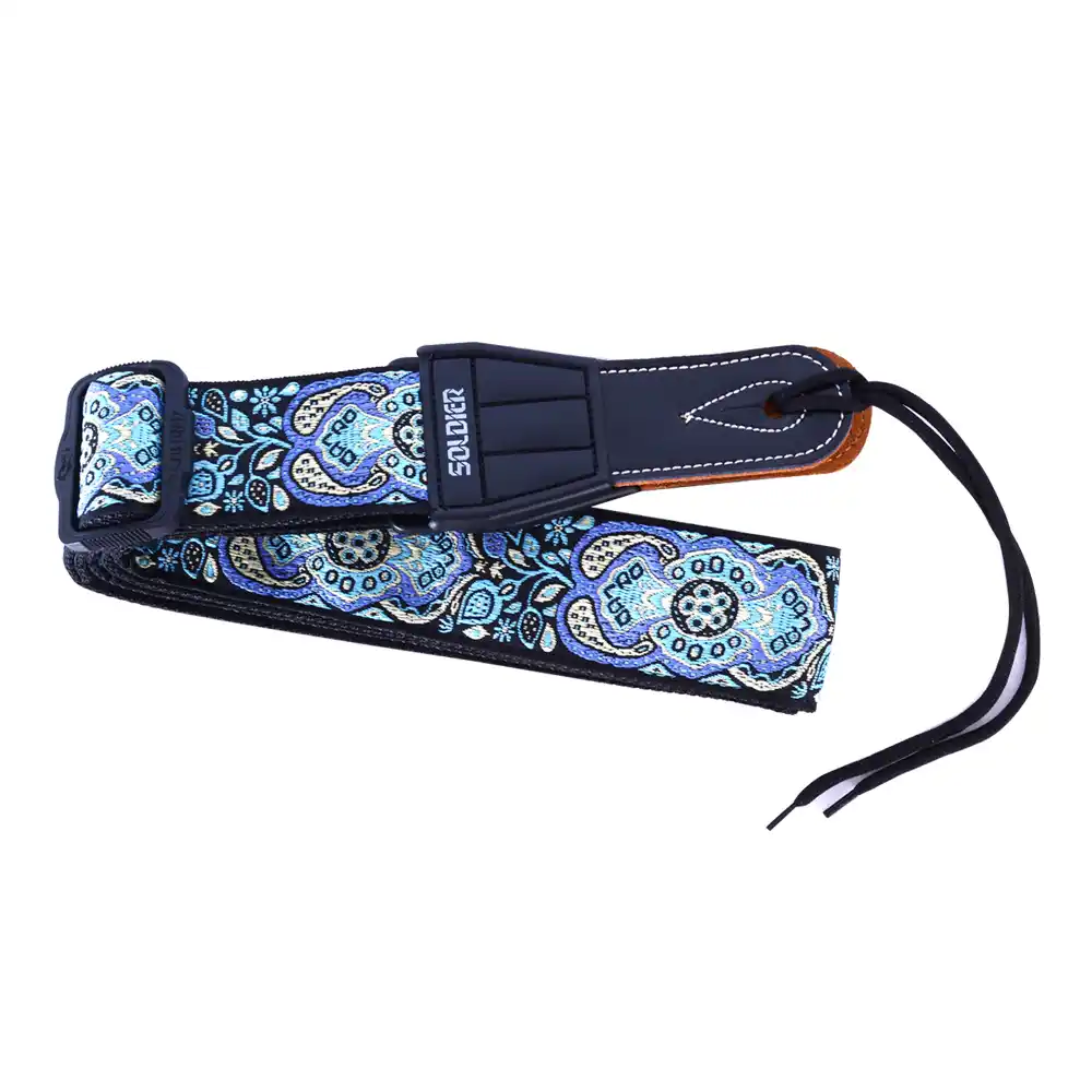 Correa de guitarra HQ GH-D color lila de algodón Jacquard, compatible con guitarras y bajos