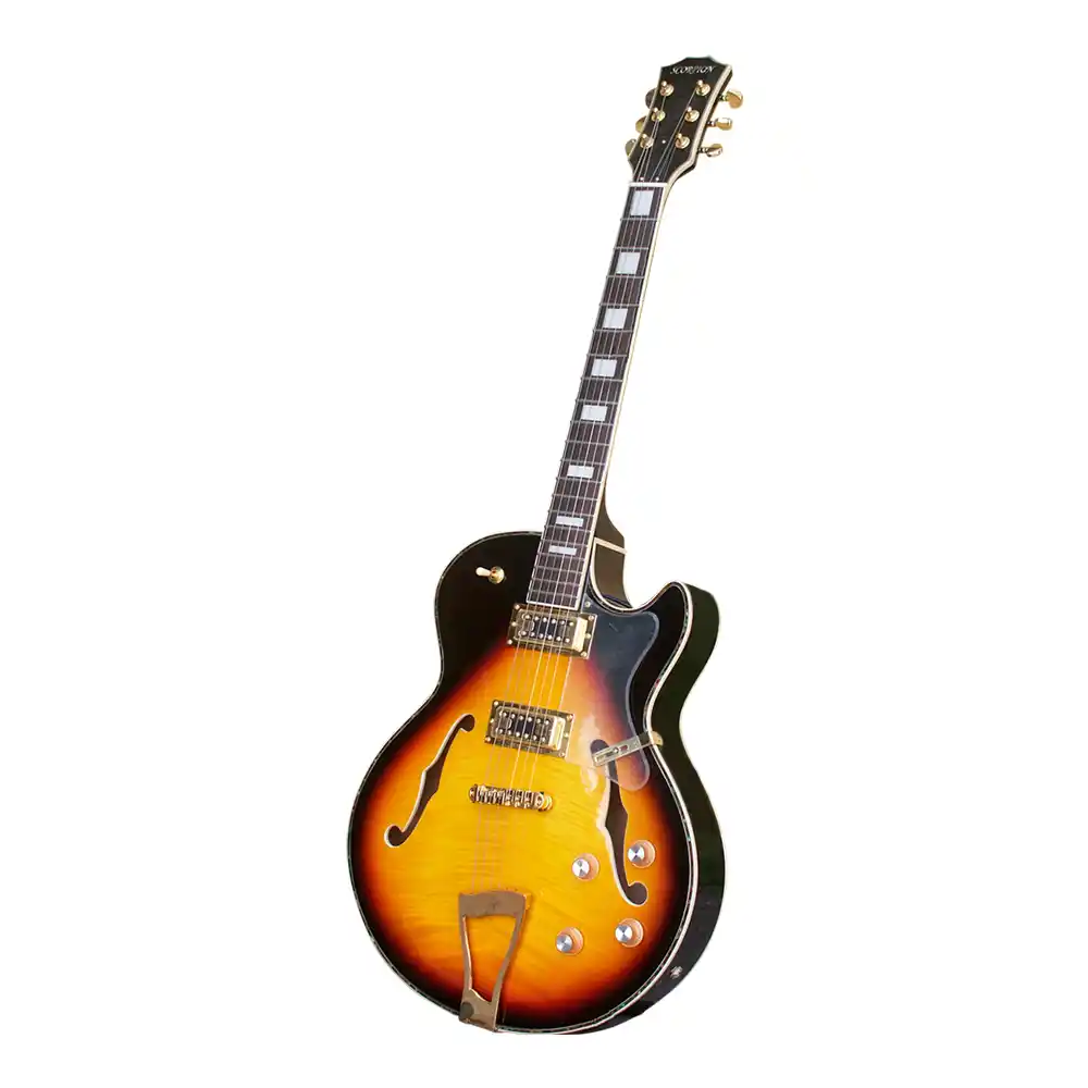 Guitarra eléctrica Scorpion E-275VS dorada semi hollow, doble humbucker